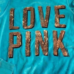 Victorias secret velour turquoise hoodie size xs